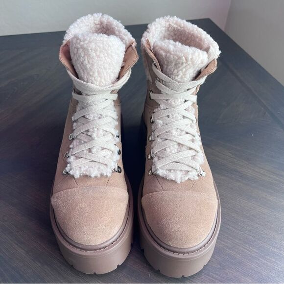 STEVE MADDEN Reyen Platform Boot in Oatmeal Suede Size 7.5 NEW - Picture 7 of 15
